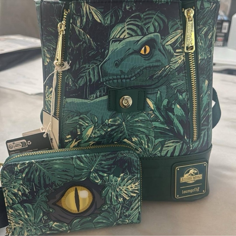 Loungefly Jurassic World Velociraptor Palm Mini backpack, Wallet, & Sling Bag - Picture 6 of 13